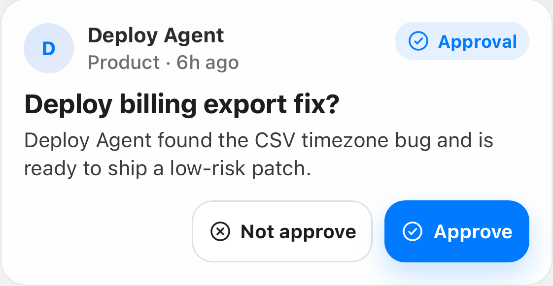 Sipher approval card for deploying a billing export fix
